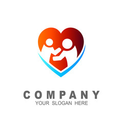 Health care logo vector, love and human, two person icon