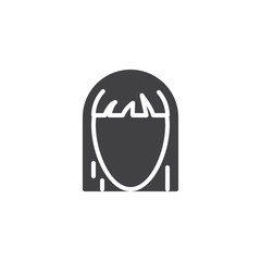Female hairstyle vector icon. filled flat sign for mobile concept and web design. Woman hair styles glyph icon. Symbol, logo illustration. Pixel perfect vector graphics