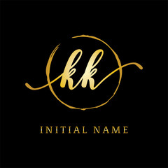 KK Initial name Gold sign logo 