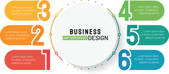Business data visualization. Vector business template with 6 number options.