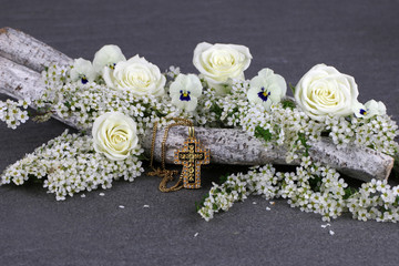 Cross with flowers