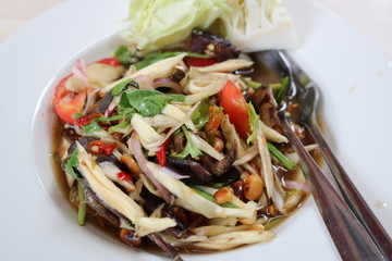 Very interesting food in thai papaya salad