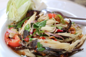 Thai local papaya salad very delicious