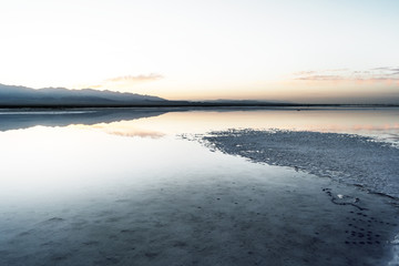 Sunrise view of chaka salt lake