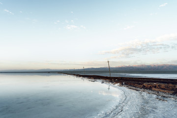 Obraz na płótnie Canvas Railway tracks in chaka salt lake