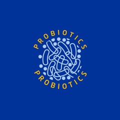 Probiotics logo. Bacteria logo. Concept of healthy nutrition ingredient for therapeutic purposes. Simple flat style trend modern logotype graphic design isolated
