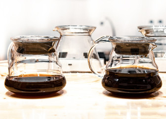 Coffee drip set, Making coffee dripping in coffee shop