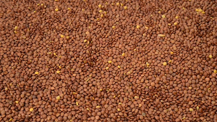 Lentils as a background. Top view.