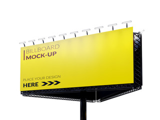 3D rendering of blank billboard (empty advertisement) with clouds. Empty mockup template - 266855172