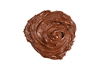 Chocolate cream isolated on white background.
