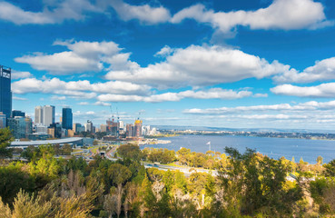 Fototapeta na wymiar skyline of Perth with city central business district with beautiful sky blue.