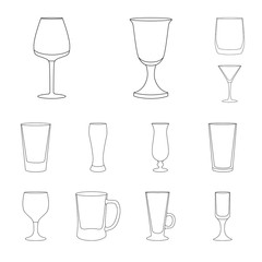 Isolated object of dishes and container symbol. Collection of dishes and glassware vector icon for stock.