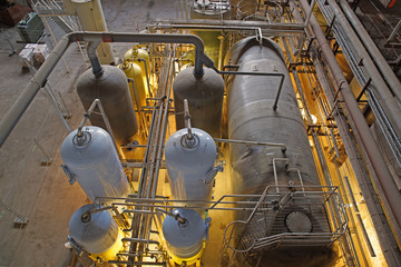 Industrial Steel pipelines, valves, cables and walkways