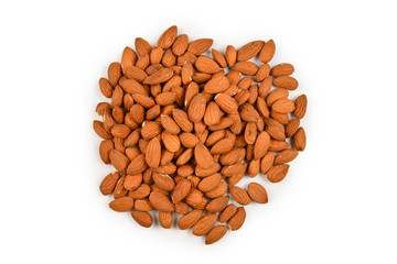 Almonds isolated on white background.