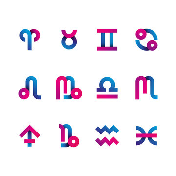 Znaki zodiaku. Zestaw ikon wektor