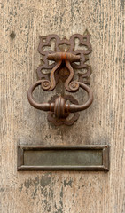 old wooden door handle