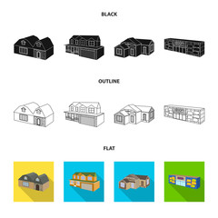 Vector design of facade and housing sign. Collection of facade and infrastructure stock symbol for web.