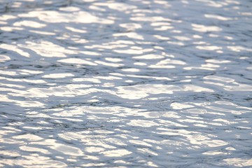  Blurred river surface  with water waves and white blue colors for background texture 