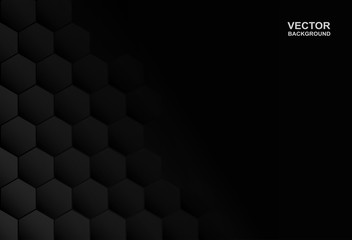 Abstract. Hexagon black background ,light and shadow. Vector.