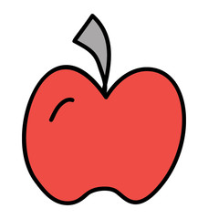 Doodle icon of apple isolated on white background