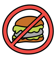 Doodle icon of fast food prohibition