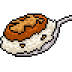 Fototapeta premium vector pixel art spoon meal