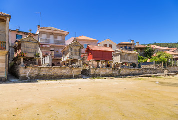 Combarro, Spain. Traditional horreo barns on the seafront