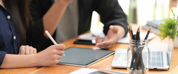 Young freelancer people working in modern office