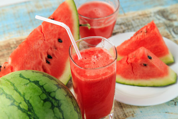 Fresh watermelon and watermelon juice