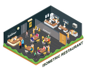 Isometric Artwork Concept of Isometric Restaurant
