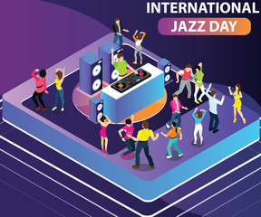 Obraz premium Isometric Artwork Concept of International Jazz Day