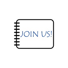 Join Us lettered in notepad