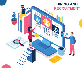 Isometric Artwork Concept of Hiring And Recruitment