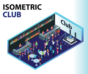 Isometric Artwork Concept of Club & Beer Bar