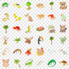 Different animal icons set. Cartoon style of 36 different animal vector icons for web for any design