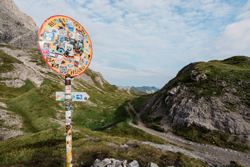 Deutsch-&Ouml;sterreichische Grenze auf dem M&auml;delejoch (n&auml;he Kemptner H&uuml;tte)