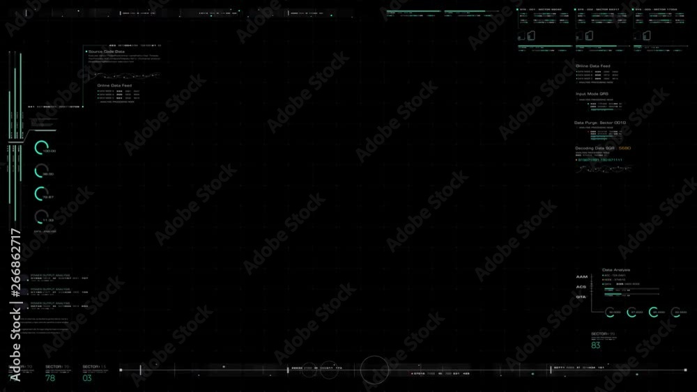 Aufkleber Futuristic graphic user interface head up display screen blank template with digital data telemetry information display for graphic overlay