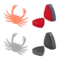 Vector design of fresh  and restaurant icon. Set of fresh  and marine   vector icon for stock.