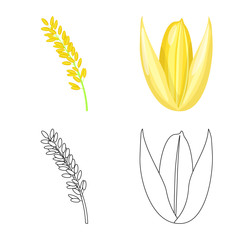 Isolated object of crop and ecological symbol. Collection of crop and cooking vector icon for stock.