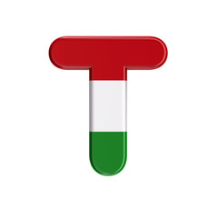 hungarian letter T - Uppercase 3d flag of hungary font - Budapest, Central Europe or politics concept