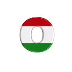 hungarian letter O - Small 3d flag of hungary font - Budapest, Central Europe or politics concept