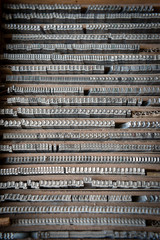 Metal font type set arranged alphabetically