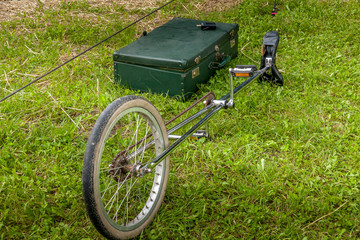 Fototapeta na wymiar Acrobat and juggler monocycle and tools