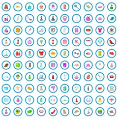 100 woman icons set in cartoon style for any design vector illustration