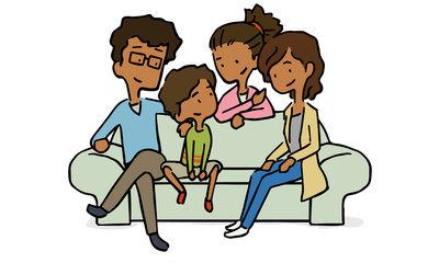 家族 ソファに座る Family sitting on sofa