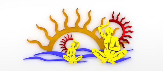 3D rendered yoga and mindfulness artwork illustration