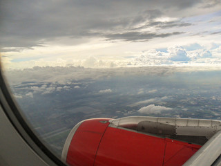 Fototapeta na wymiar The beautiful sky photos from the plane In Thailand