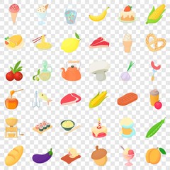 Big breakfast icons set. Cartoon style of 36 big breakfast vector icons for web for any design