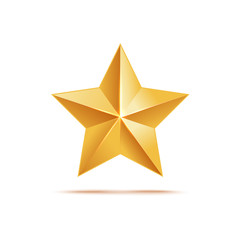 Golden star icon, award metallic symbol and sign.