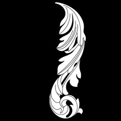 Black vintage baroque ornament, corner. Retro pattern antique style acanthus.